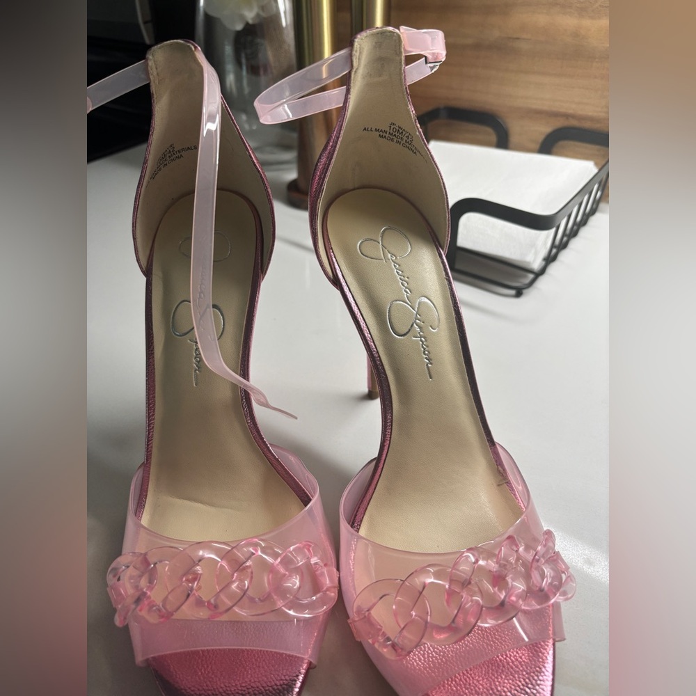 Jessica Simpson Pink Stiletto Heels with Ankle Strap size 10